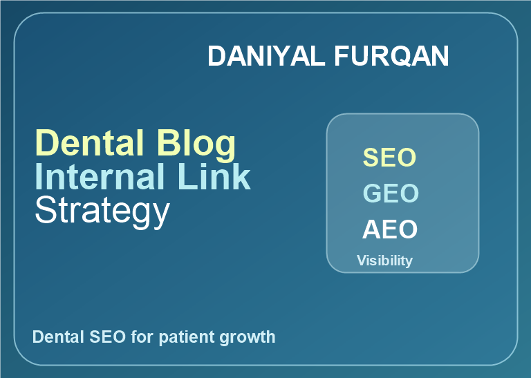 Text featured image for Dental Blog Internal Link Strategy with Daniyal Furqan branding