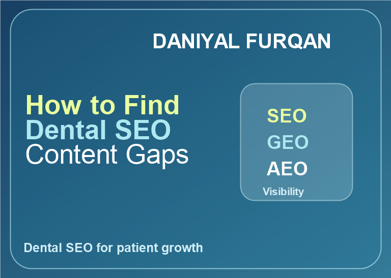 Text featured image for How to Find Dental SEO Content Gaps with Daniyal Furqan branding